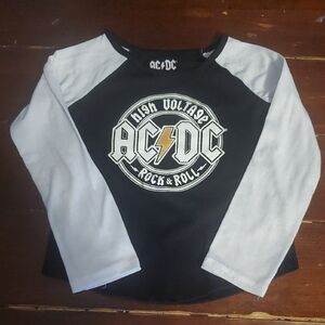 AC/DC Kids Black & White High Voltage Raglan Long Sleeve Tee